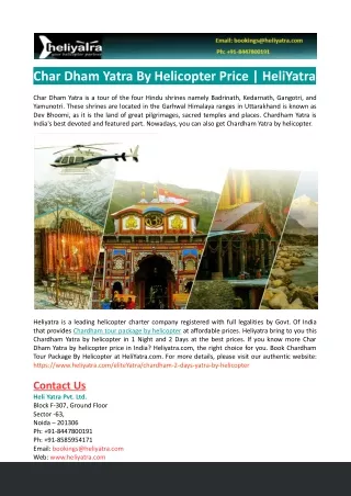 Char Dham Yatra By Helicopter Price | HeliYatra