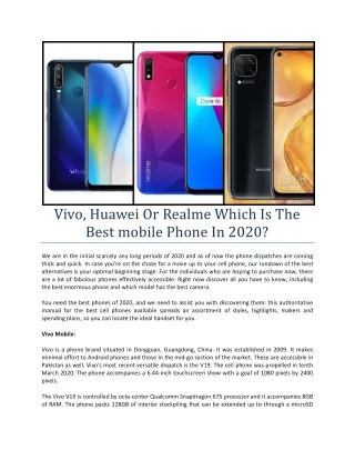Vivo, Huawei Or Realme Which Is The Best mobile Phone In 2020?