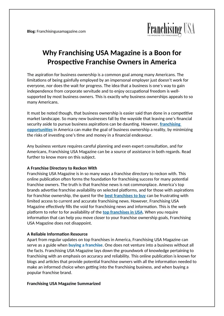 blog franchisingusamagazine com