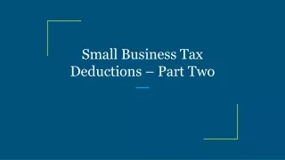 small business tax deductions part two