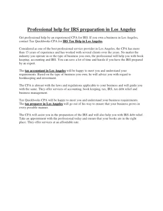Professional help for IRS preparation in Los Angeles