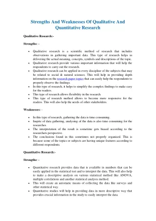 strengths and weaknesses of qualitative