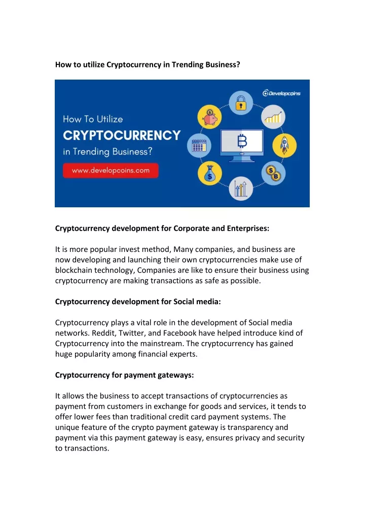 how to utilize cryptocurrency in trending business