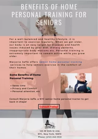 Benefits of Home Personal Training for Seniors