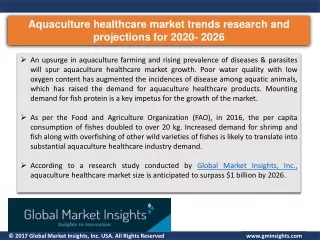 Analysis of Aquaculture healthcare market by 2026