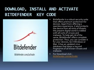 download install and activate bitdefender key code