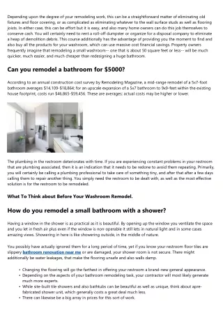 2019 Cost of a Washroom Renovation