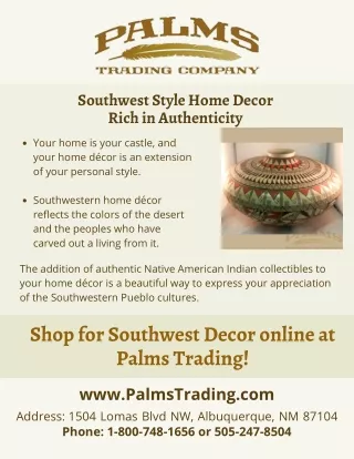 Southwest Style Home Decor | Palms Trading Company