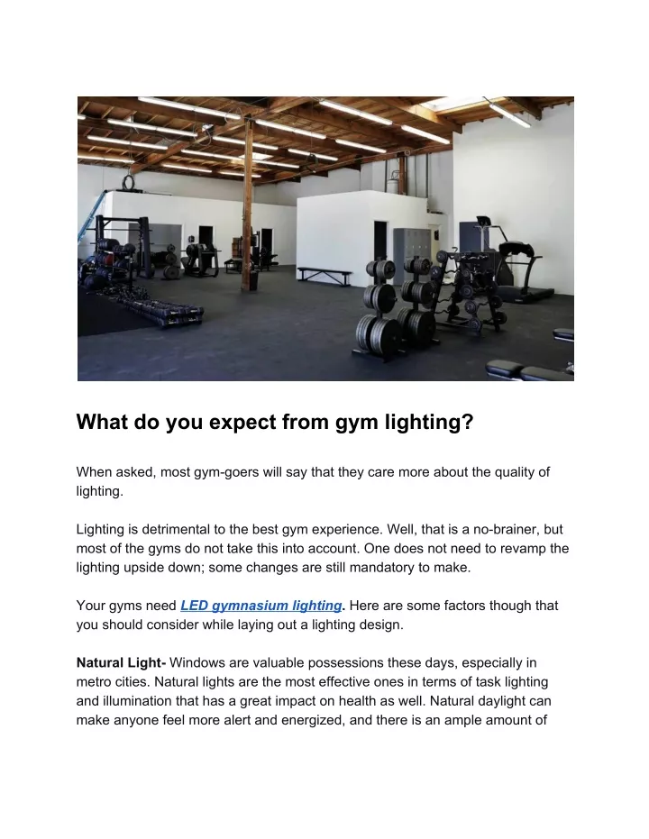 what do you expect from gym lighting