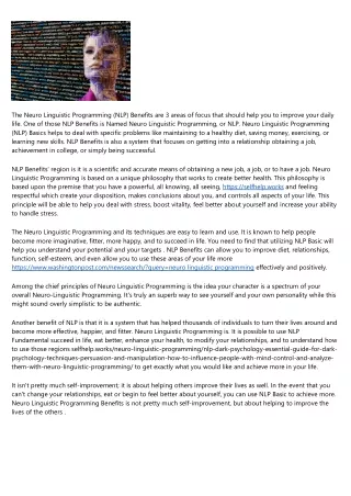 the neuro linguistic programming nlp benefits