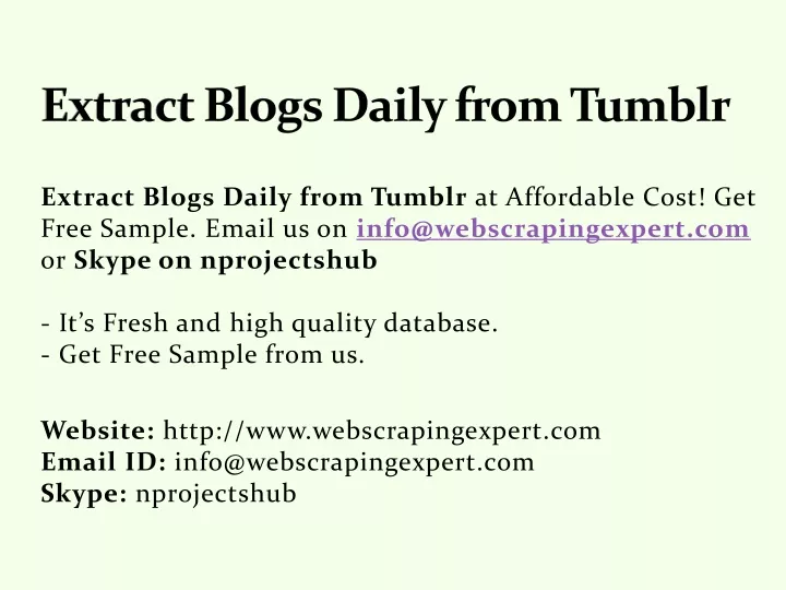 extract blogs daily from tumblr