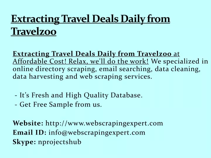 extracting travel deals daily from travelzoo