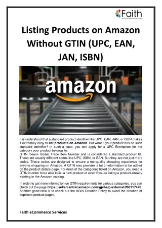 listing products on amazon without gtin