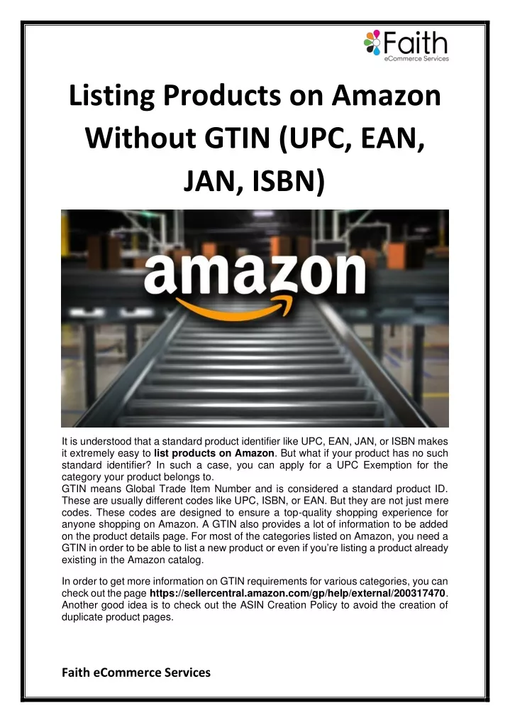 listing products on amazon without gtin