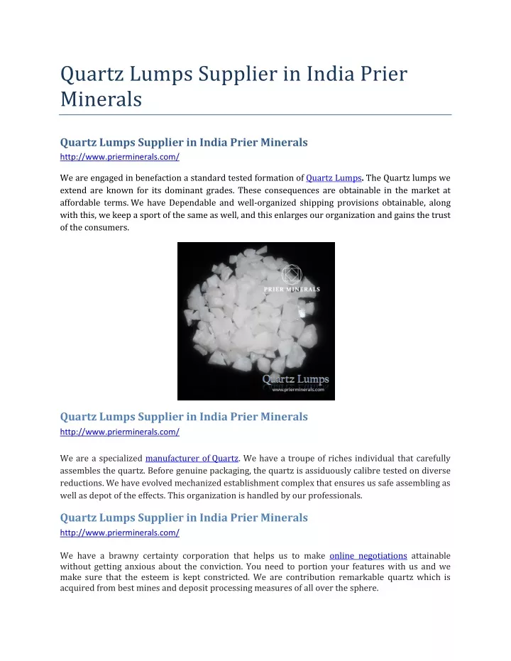 quartz lumps supplier in india prier minerals