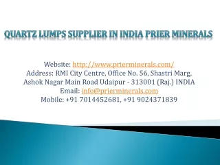 Quartz Lumps Supplier in India Prier Minerals