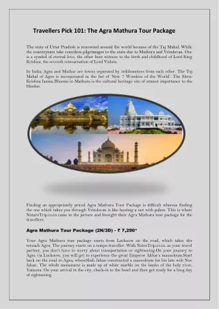 The Agra Mathura Tour Package