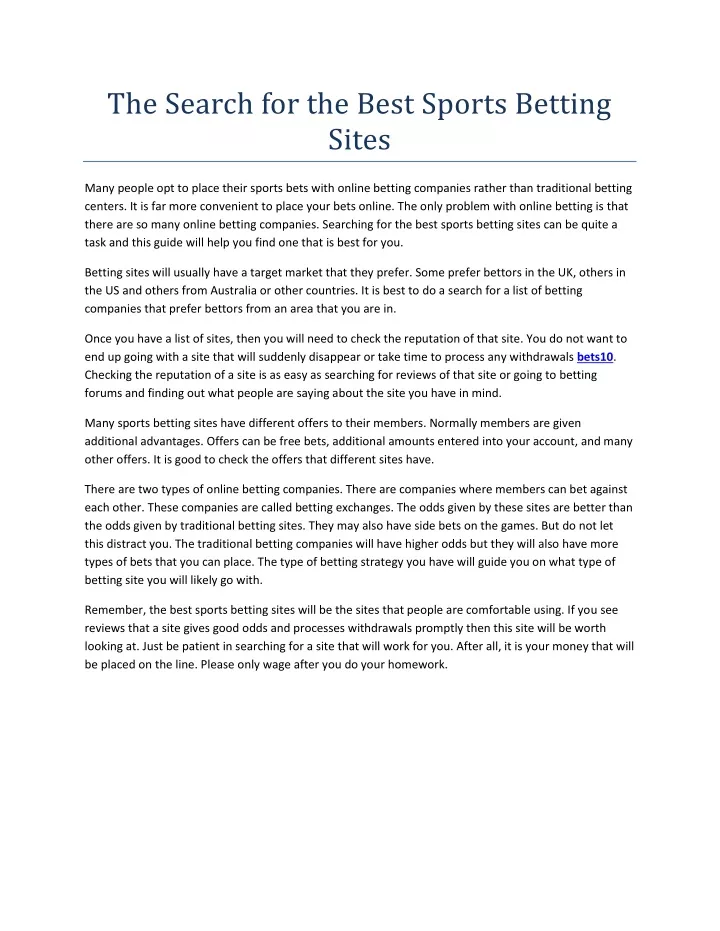 the search for the best sports betting sites
