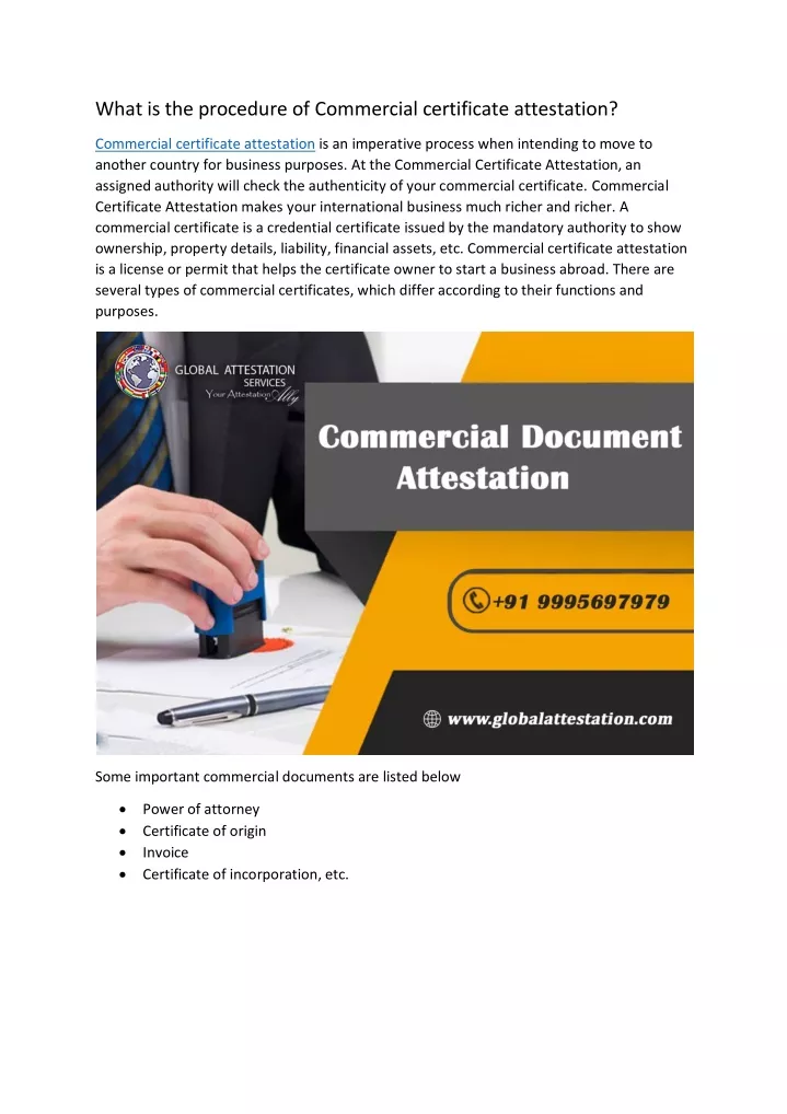 what is the procedure of commercial certificate