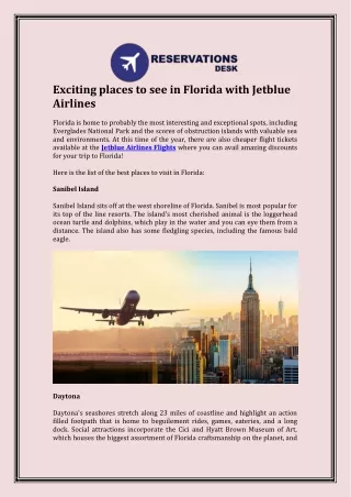 Exciting places to see in Florida with Jetblue Airlines