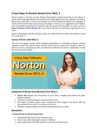 Effective Steps To Resolve Norton Error 5013, 3