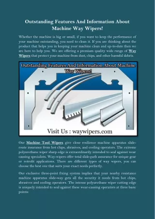 Outstanding features and information about machine way wipers!
