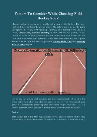 factors to consider while choosing field hockey