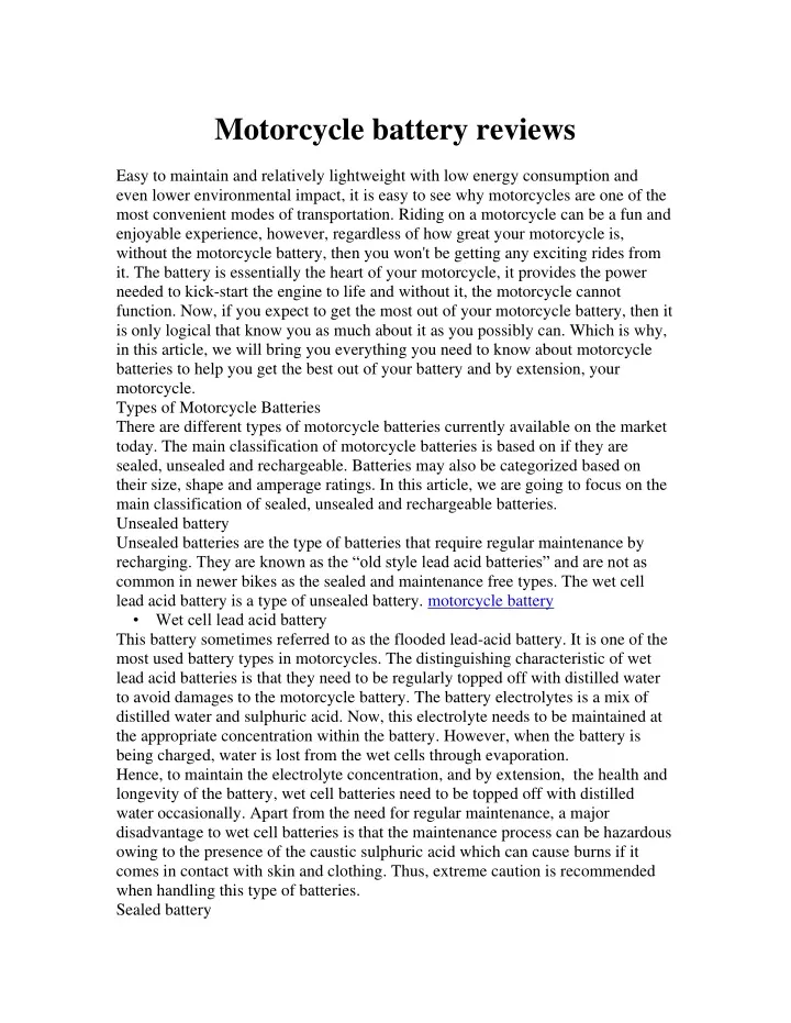 motorcycle battery reviews
