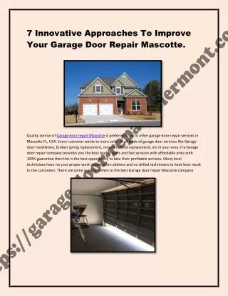 7 Innovative Approaches To Improve Your Garage Door Repair Mascotte.