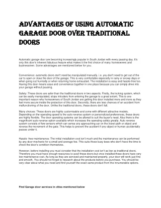 Advantages of Using Automatic Garage Door Over Traditional Doors