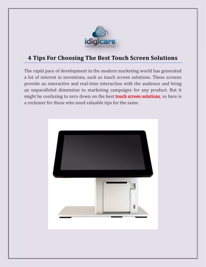 4 tips for choosing the best touch screen