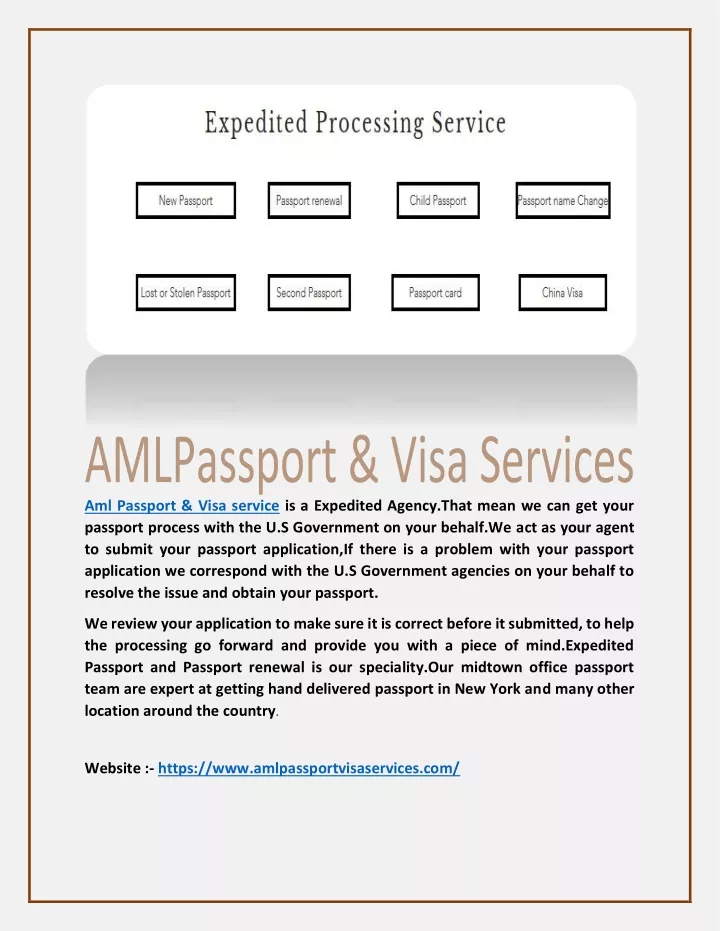 aml passport visa service is a expedited agency
