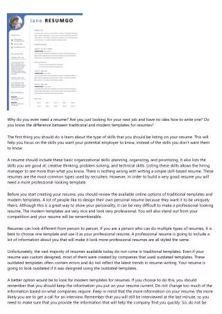 MODERN RESUME VS. TRADITIONAL
