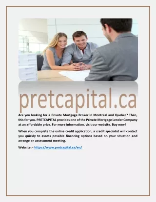 Private Mortgage Broker in Montreal - PRETCAPITAL