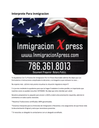 Interprete Para Inmigracion