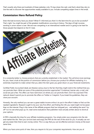 Commission Hero Upsells Affiliate Marketing Programs: Quick Ideas For Success