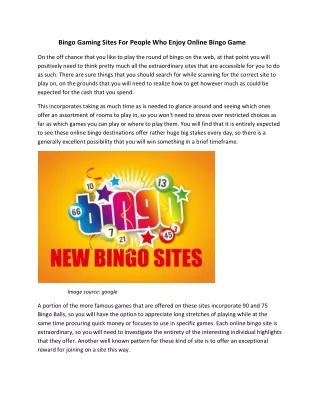 Bingo Gaming Sites For People Who Enjoy Online Bingo Game