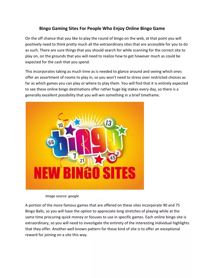 bingo gaming sites for people who enjoy online