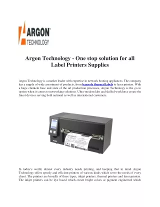 argon technology one stop solution for all label