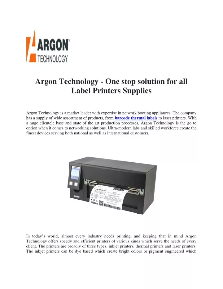argon technology one stop solution for all label