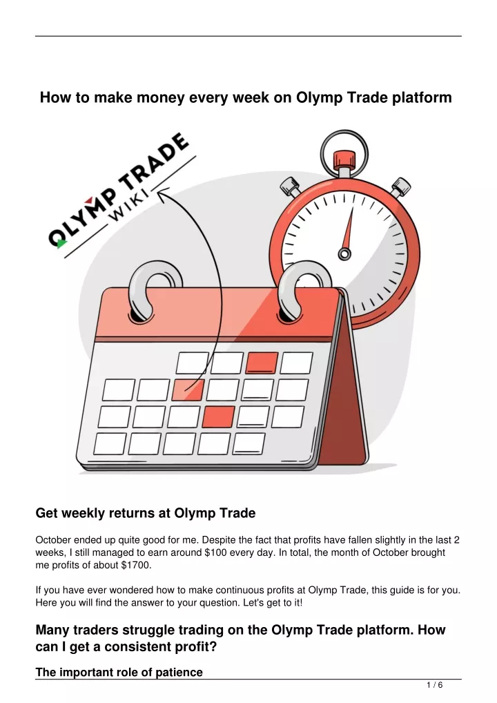 how to make money every week on olymp trade