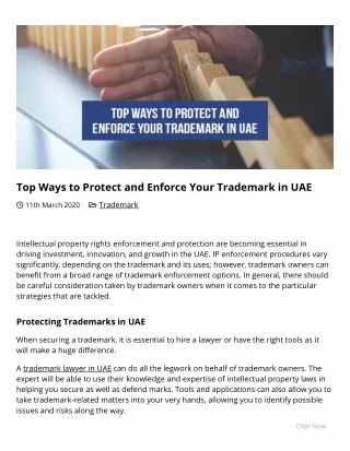 Top Ways to Protect and Enforce Your Trademark in UAE _ Trademark Enforcement