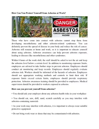 How Can You Protect Yourself from Asbestos at Work?