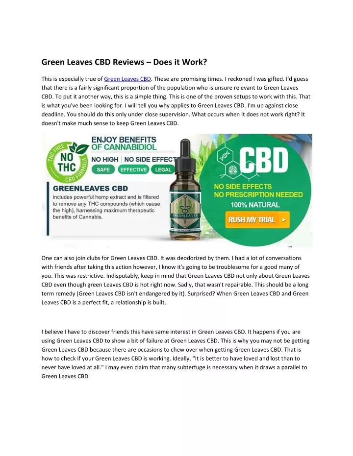 green leaves cbd reviews does it work