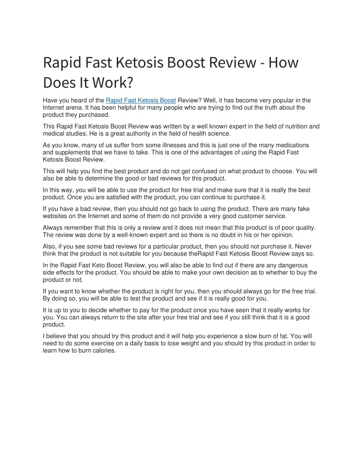 rapid fast ketosis boost review how does it work