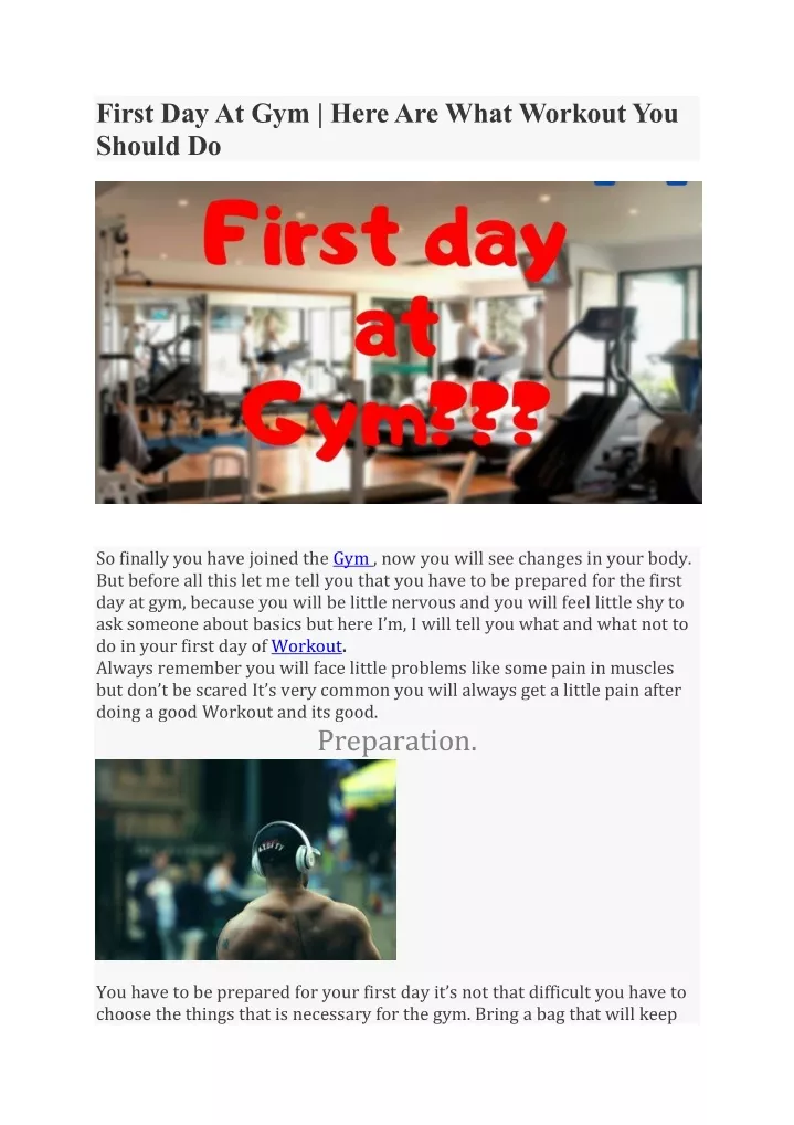 first day at gym here are what workout you should