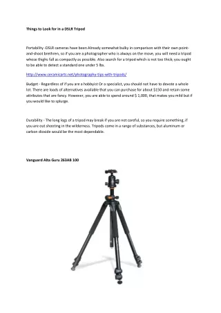 things to look for in a dslr tripod
