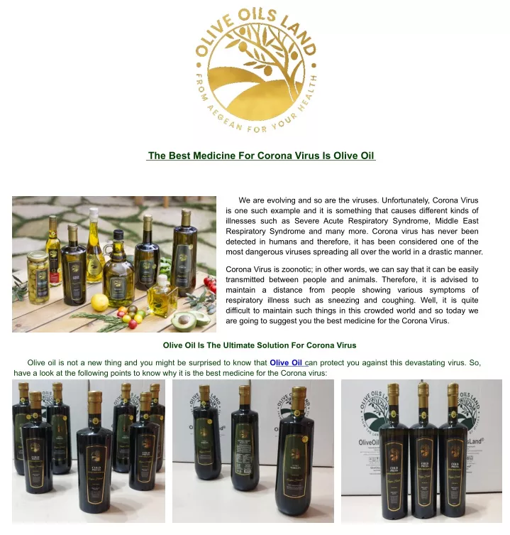the best medicine for corona virus is olive oil