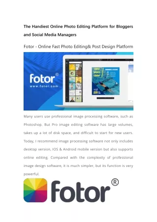Fotor Review by ColorMango