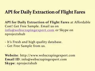 api for daily extraction of flight fares